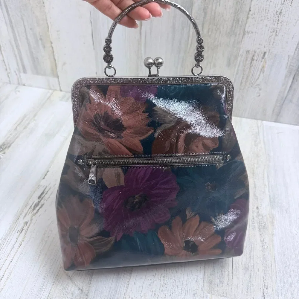 Patricia Nash Leather Tropical Escape Novella Purse Kiss Lock Chain Strap